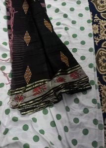 Black Saree with Diamond & Floral Border