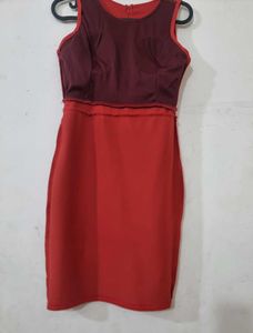 026 Red Pearl Neckline Sheath Dress