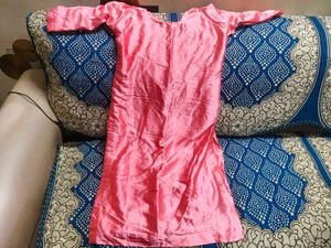 Elegant Satin Pink Kurta Set with Embroidery