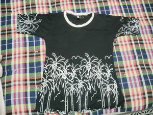Black Palm Tree Print T-Shirt