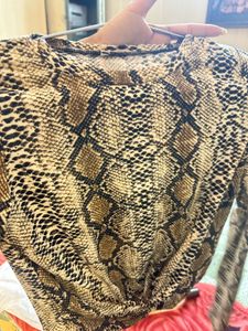 Chic Snake Print Twist Front Top