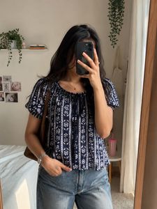 Boho Floral Print Off-Shoulder Top