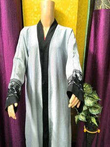 Elegant Abaya Burqa Gray with Lace Details