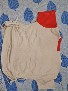 Trendy Color Block Drawstring Top