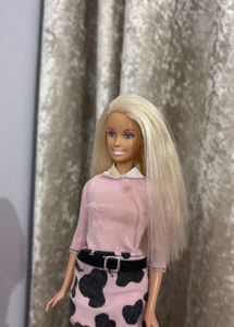 Cute Pink Cow Print Barbie Set