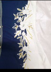 Elegant Embroidered Blue&amp;White anarkali Kurta used