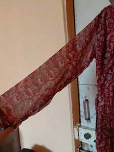 Elegant Red Paisley Print Gown