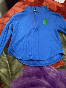 Blue Quarter Zip Long Sleeve Top
