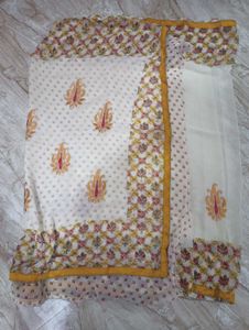 Unstitched Elegant Beige chiffon Saree