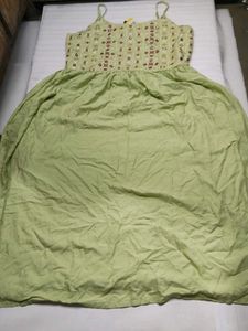 VISHUDH Light Green Summer Dress with Embellished