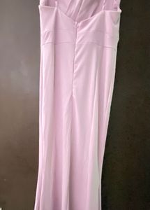 Fishtail Slit Padded Pink Evening Soft Gown