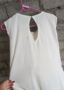 white kurti with pink flora design