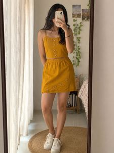 Cute Button-Up Tank Top & Skirt Set