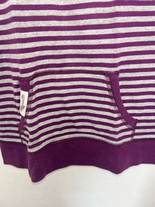 Purple &amp; grey striped hoodie tee (S)