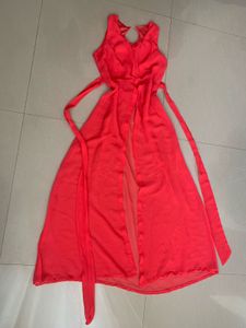 Coral Wrap Maxi Dress