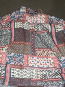 Boho Patchwork Print Wrap Shirt