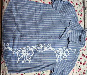 Women's Striped Floral Print Shirt