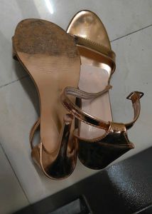 Party Golden Metallic Strappy Heeled Sandals