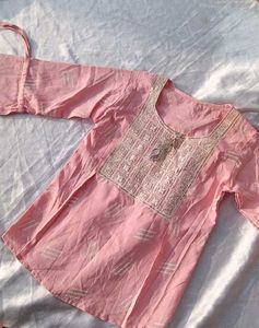 Light Pink Kurta with Embroidery