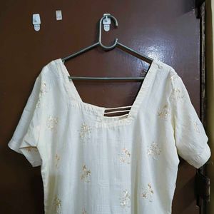 Cream Kurta Set with Pants &amp; Dupatta