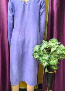 Cotton Embroidery Top Kurti-Rose Flower Stone Work