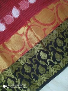 New Red and black kota check saree