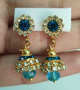 Stunning Blue & Gold Dangle Earrings