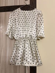 Polka Dot Satin Wrap Top