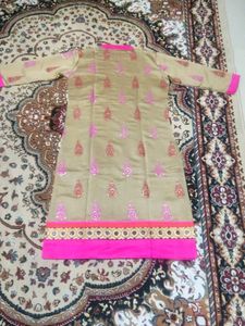 Elegant designer silk new suit set with Pink Embro