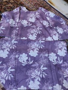 Purple Floral Print Kurta Set