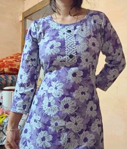 Floral Print Purple Kurta with pajama
