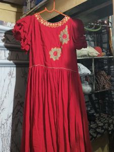 Stunning Red Embroidered Ethnic Gown