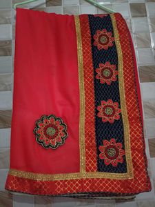 Beautiful Red &amp; Cream Designer Saree ❤️✨