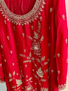 Rose Red Heavy handwork embroidered Sharara Set
