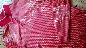 Men's Pink Striped Long Sleeve Polo Shirt