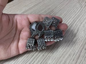 Oxidised Silver Jhumka Earrings