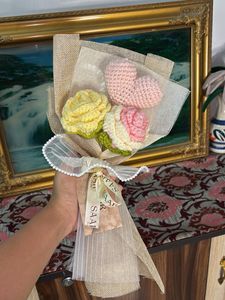 Handmade Crocheted Flower Bouquet with Heart
