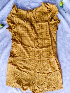 Girls Mustard Yellow Checked Jumpsuit | 6-8 Years