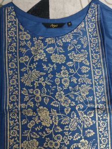 Elegant Blue &amp; Gold Print Kurta