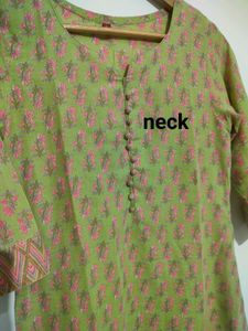 Green &amp; Pink Floral Print Kurti