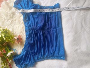 Chic Blue Ruched Crop Top