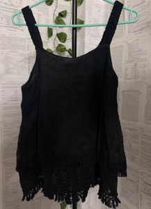 Chic Black Lace Tank Top (S)