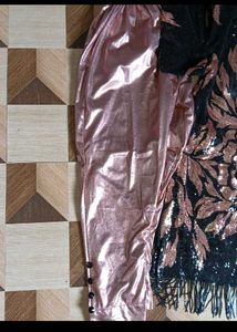 bust 32 Sparkling Black &amp; Peach Kurta Set