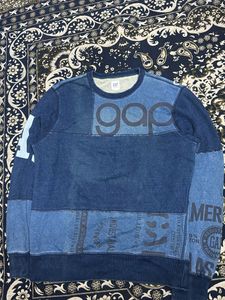 GAP Denim Patchwork Sweatshirt