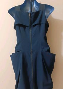Stylish Navy Blue Dress with Pockets