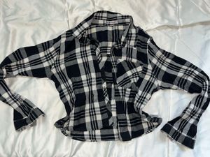 Black & White Plaid Flannel Shirt