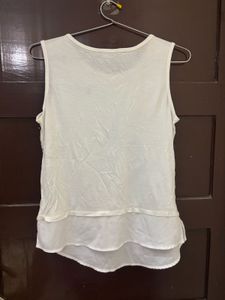 Ivory White Textured Layered Tank Top