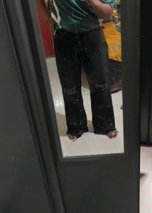 Black Distressed bootcut Jeans with hem