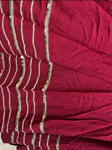 Red chaniya golden border &amp; white blouse