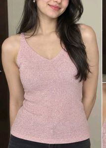 Sparkly Pink V-Neck Cami Top